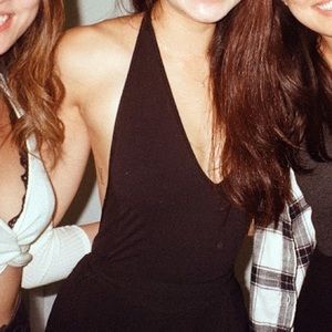 American apparel halter open back black bodysuit